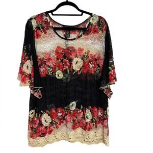 NWT Rain Sheer Floral Lace Blouse - Size 2X